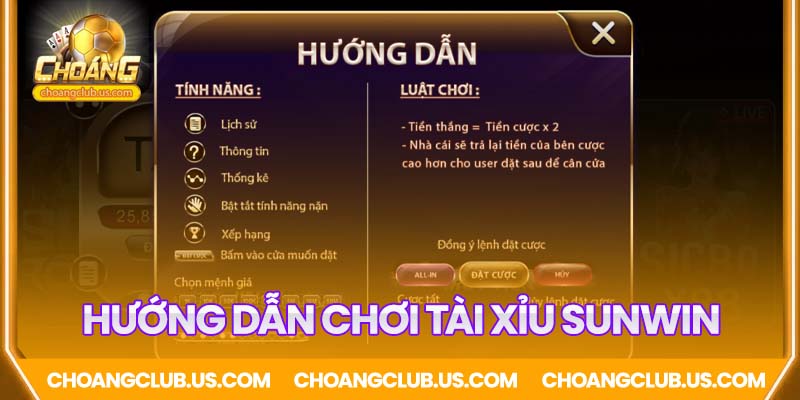 Hướng dẫn chơi tài xỉu Sunwin
